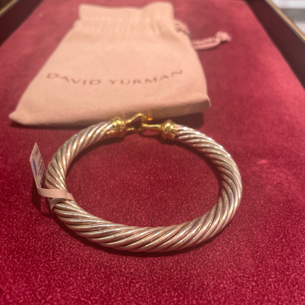 David Yurman buckle bracelet / bangle - silver, 18k gold, and diamonds - Picture 4 of 15